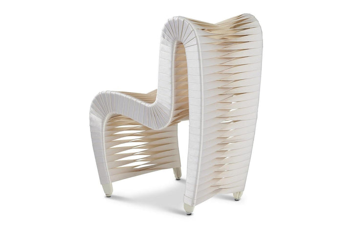 SwayLiving Seat Belt Dining Chair, White/Off-White - Set of 2 DINING CHAIRS