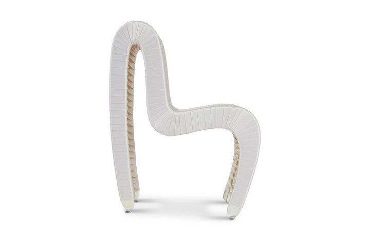 SwayLiving Seat Belt Dining Chair, White/Off-White - Set of 2 DINING CHAIRS