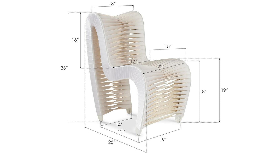 SwayLiving Seat Belt Dining Chair, White/Off-White - Set of 2 DINING CHAIRS