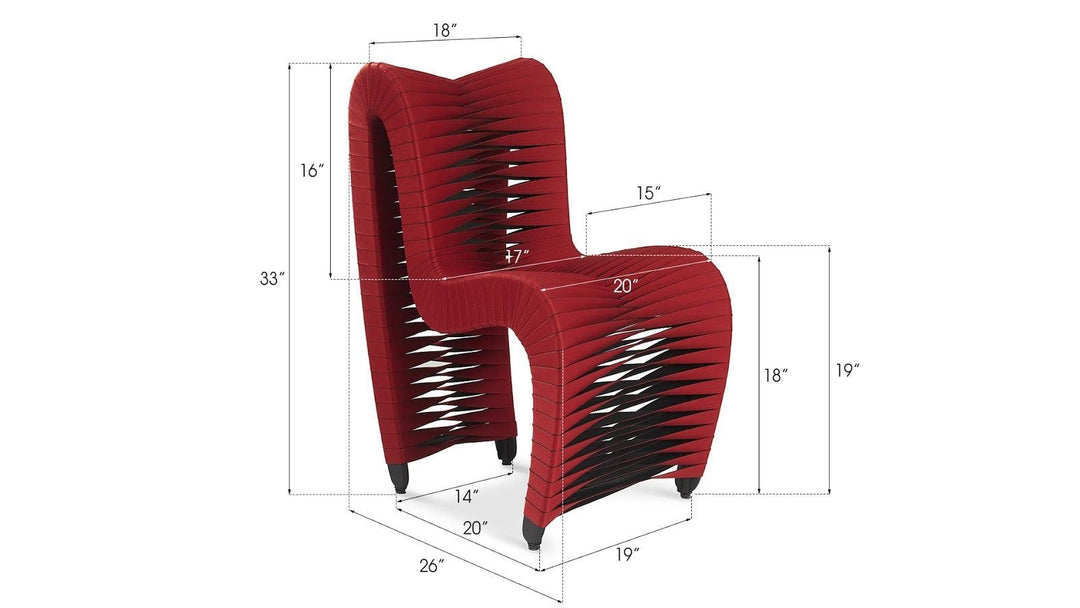 SwayLiving Seat Belt Dining Chair, Red/Black - Set of 2 DINING CHAIRS