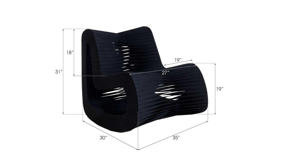 SwayLiving Seat Belt Rocking Chair, Black/Black ACCENT + LOUNGE CHAIRS
