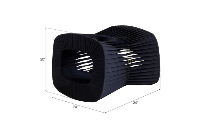 SwayLiving Seat Belt Ottoman, Black/Black OTTOMANS, POUFS, + STOOLS