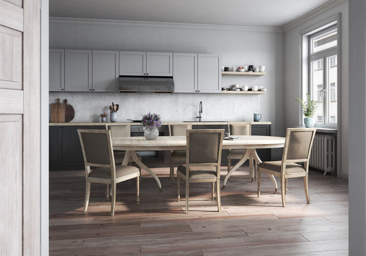 SwayLiving Timeless Solar Spider Leg Dining Table in Bleached Walnut DINING TABLES