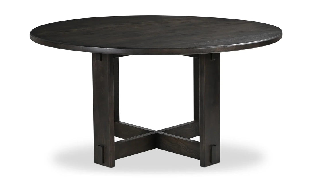 Glenn Round Dining Table Dark Brown - SwayLiving