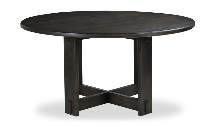 Glenn Round Dining Table Dark Brown - SwayLiving