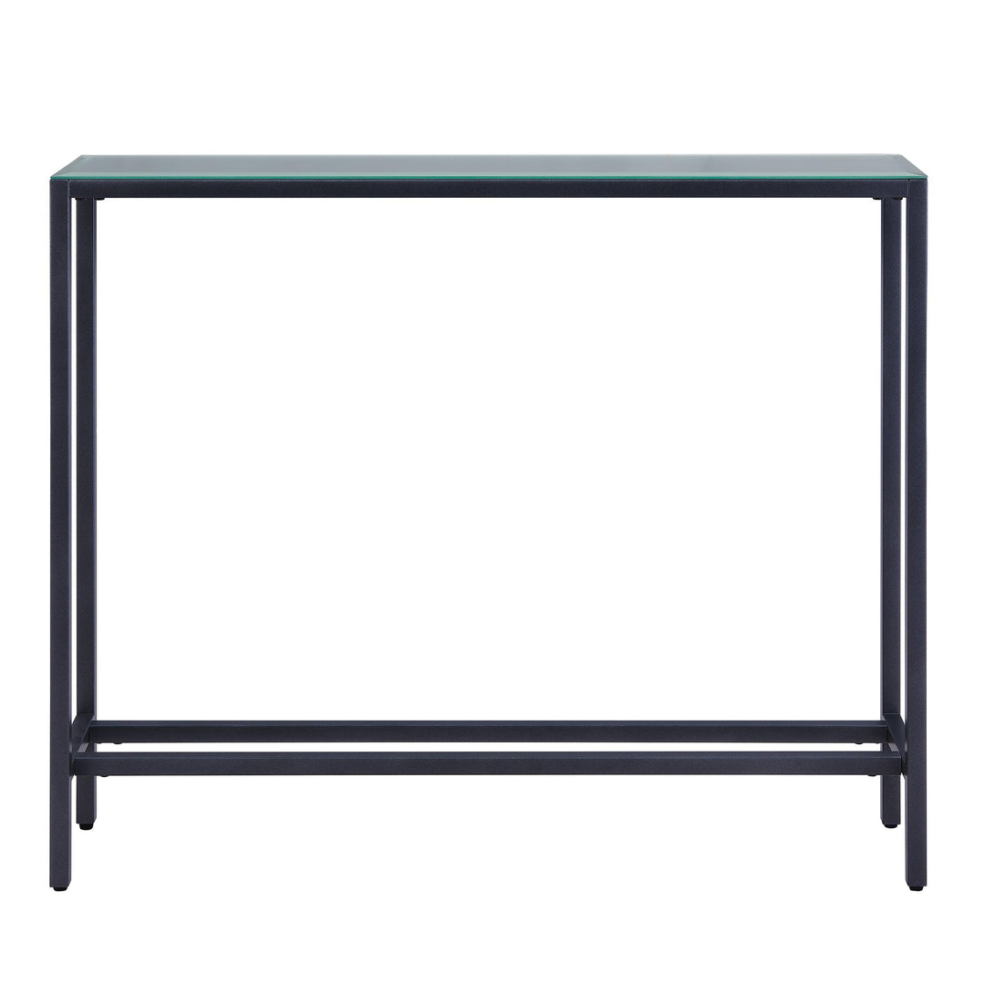 SwayLiving Darrin Narrow Mini Console Table w/ Mirrored Top – Gunmetal Gray CONSOLE TABLES