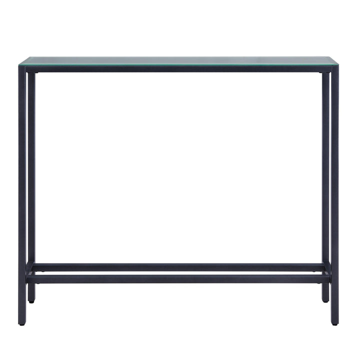 SwayLiving Darrin Narrow Mini Console Table w/ Mirrored Top – Gunmetal Gray CONSOLE TABLES