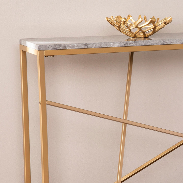 SwayLiving Arendal Faux Marble Skinny Console Table CONSOLE TABLES