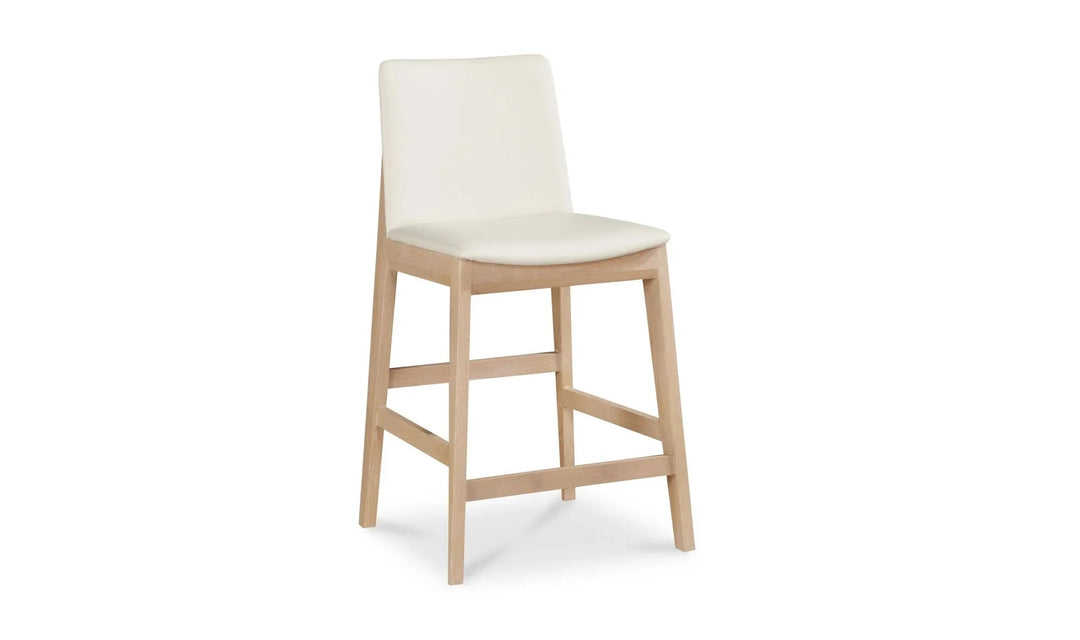 Deco Oak Counter Stool White PVC - SwayLiving