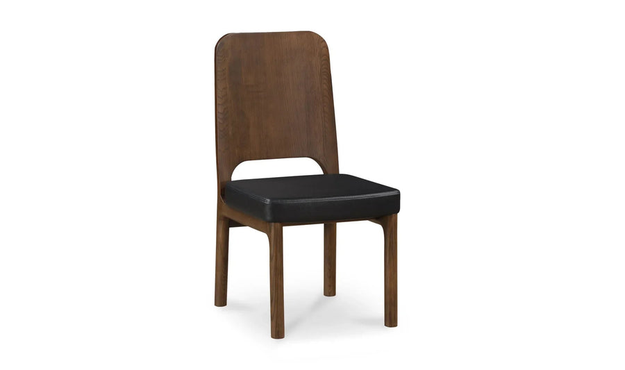 Kerr Dining Chair Walnut Stained Black Vegan Leather - Set Of Two - SwayLiving