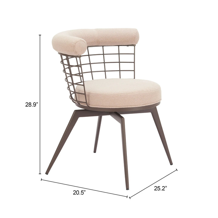SwayLiving Saku Swivel Dining Chair Beige & Brown - Set of 2 DINING CHAIRS