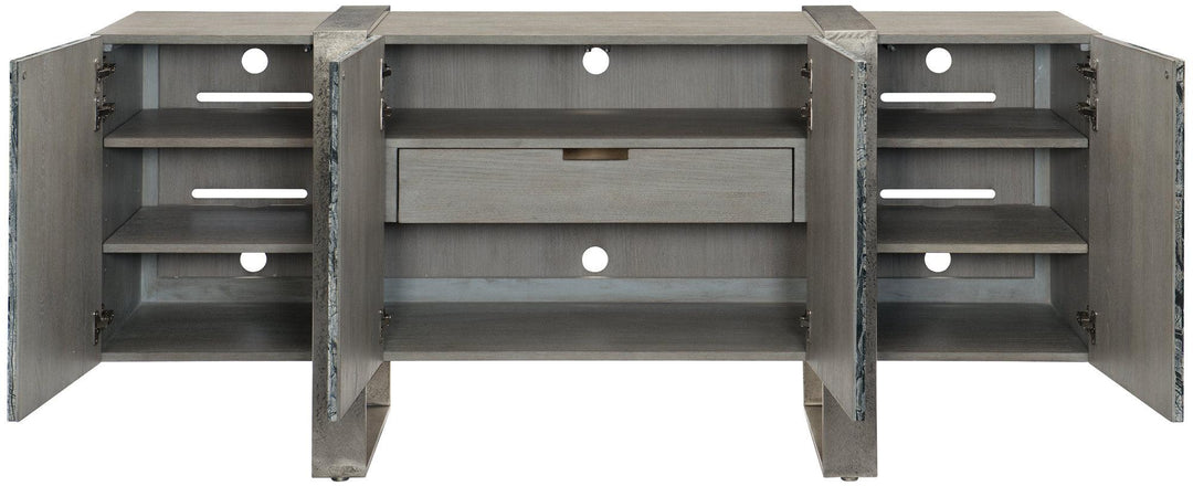 SwayLiving - Linea Entertainment Credenza Stainless - 384875G | SwayLiving