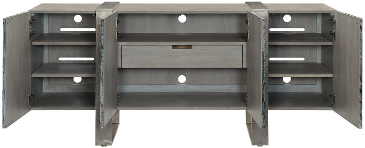 SwayLiving - Linea Entertainment Credenza Stainless - 384875G | SwayLiving