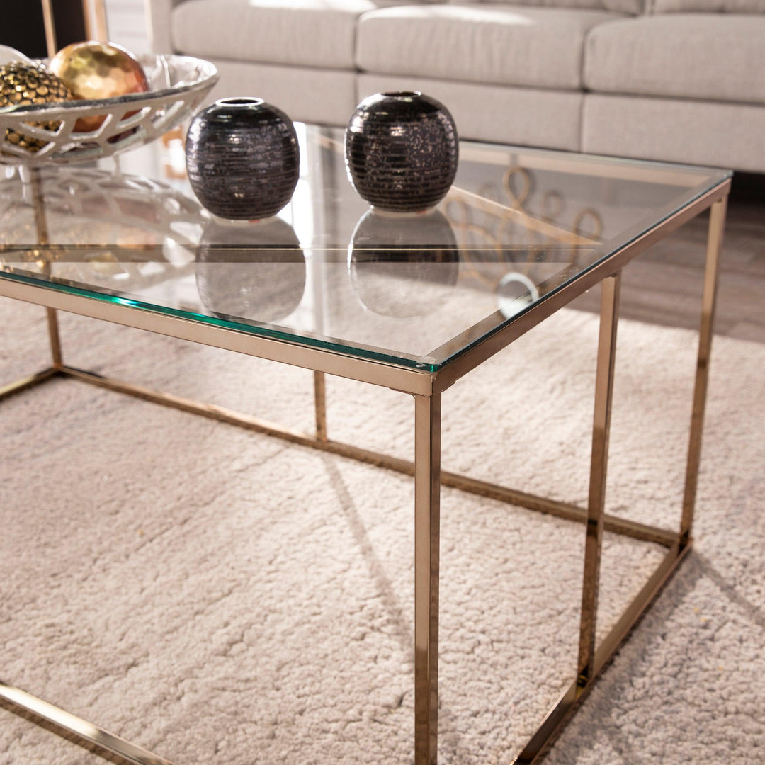 SwayLiving Nicholance Contemporary Glass-Top Cocktail Table COFFEE TABLES