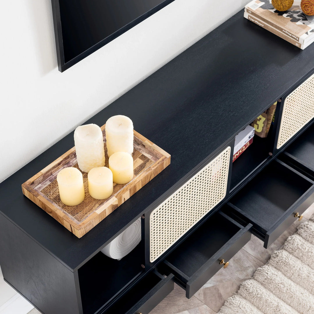 SwayLiving Holly & Martin Simms Midcentury Modern Media Console - Black MEDIA + TV STANDS