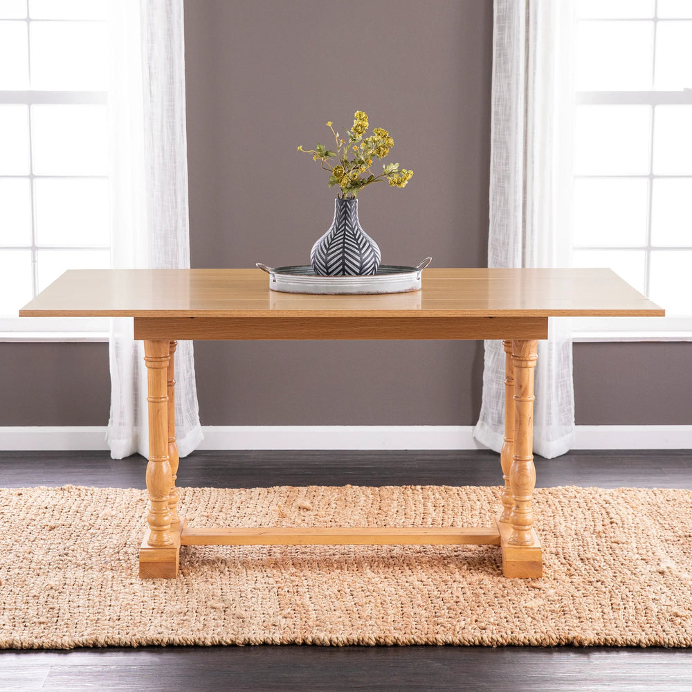 SwayLiving Edenderry Farmhouse Folding Trestle Console to Dining Table – Natural Oak DINING TABLES