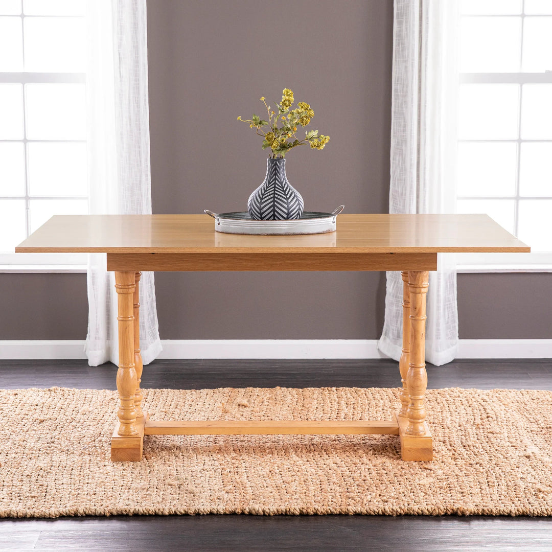 SwayLiving Edenderry Farmhouse Folding Trestle Console to Dining Table – Natural Oak DINING TABLES