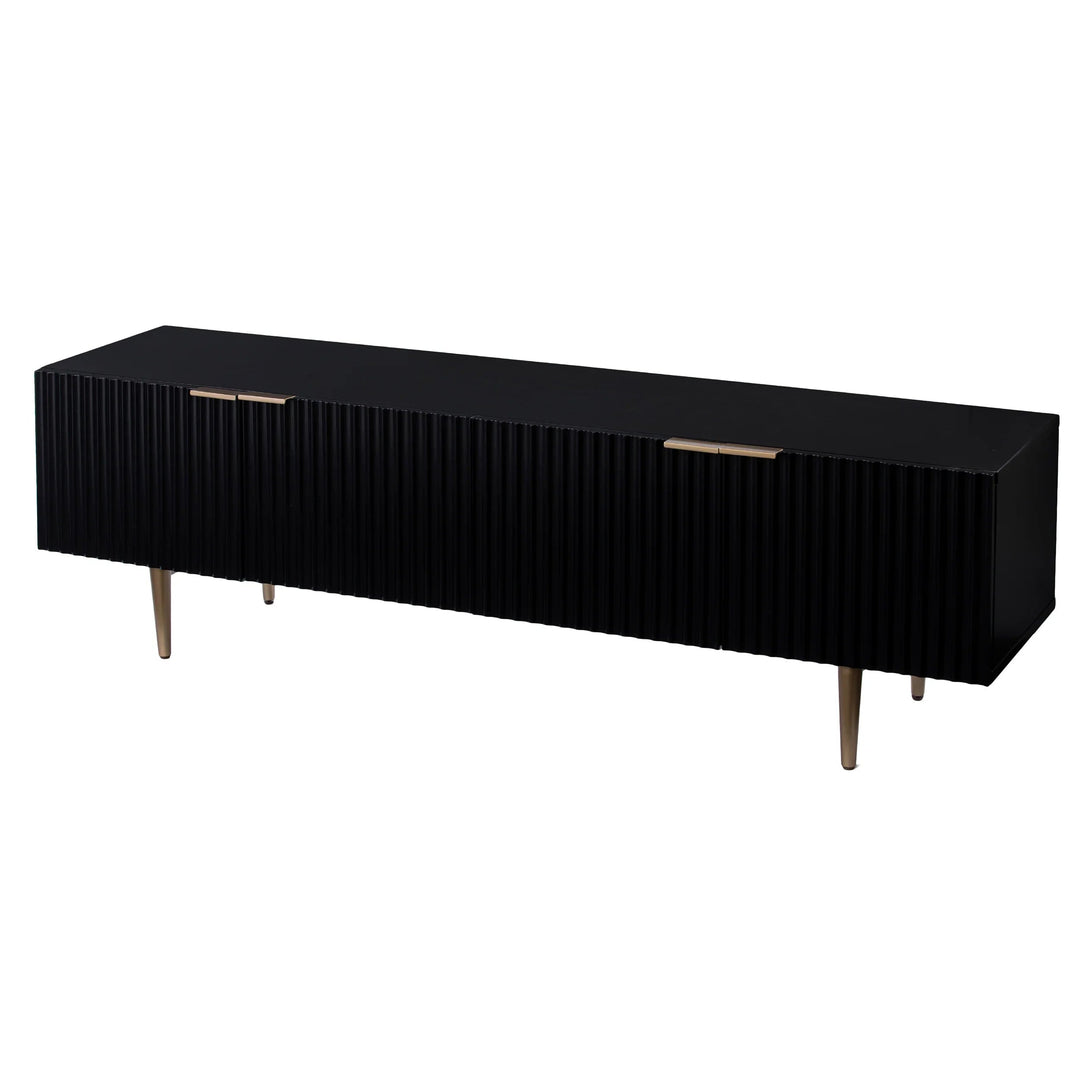 SwayLiving Pilston 4-Door Media Console - Black MEDIA + TV STANDS