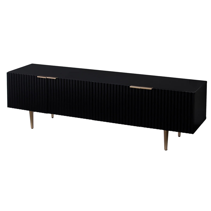 SwayLiving Pilston 4-Door Media Console - Black MEDIA + TV STANDS