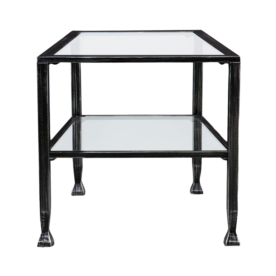 SwayLiving Jaymes Metal/Glass Rectangular Open Shelf Cocktail Table - Black COFFEE TABLES