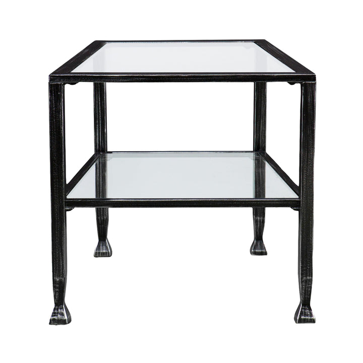 SwayLiving Jaymes Metal/Glass Rectangular Open Shelf Cocktail Table - Black COFFEE TABLES