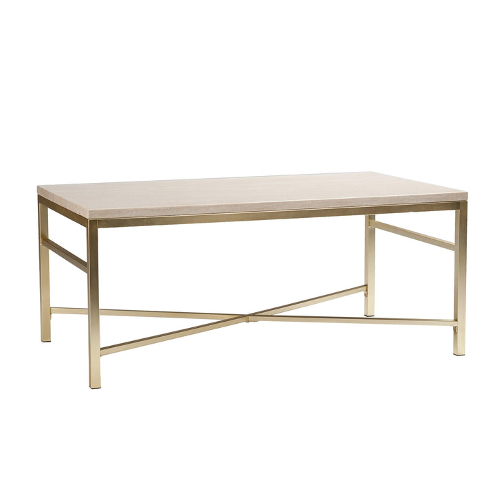 SwayLiving Orinda Faux Stone Cocktail Table - Travertine COFFEE TABLES