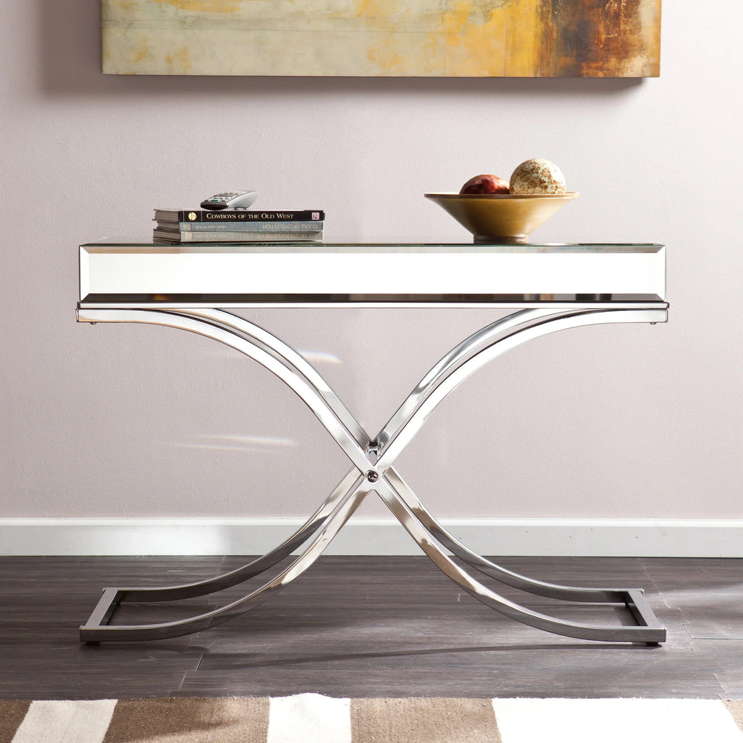 SwayLiving Ava Mirrored Console Table - Chrome CONSOLE TABLES