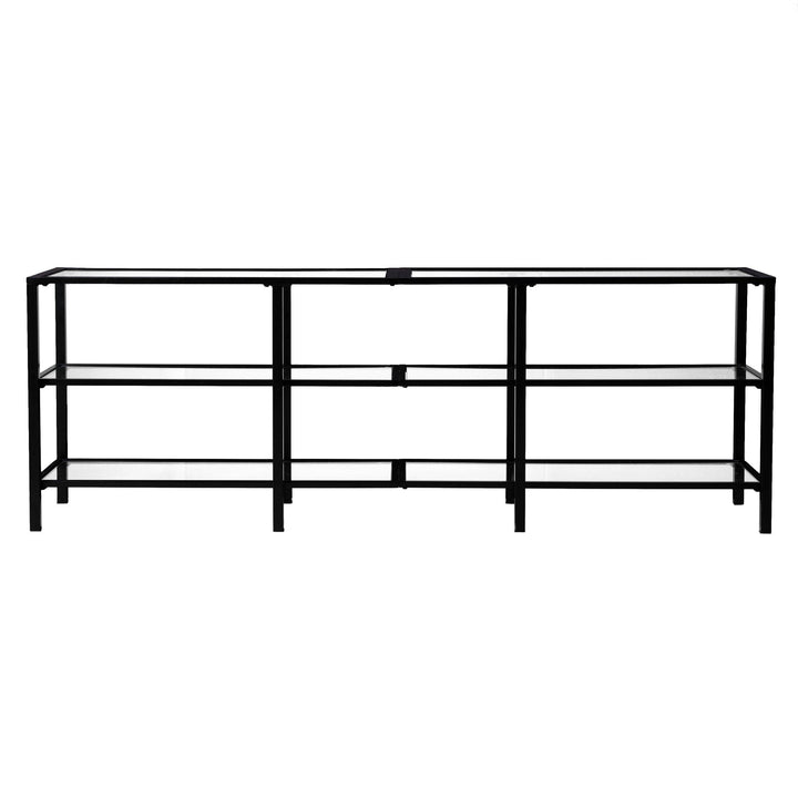 SwayLiving Tyler Metal/Glass Media Stand – Transitional Style - Black MEDIA + TV STANDS