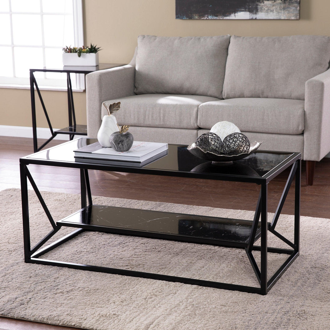 SwayLiving Argall Glass-Top Cocktail Table w/ Storage COFFEE TABLES