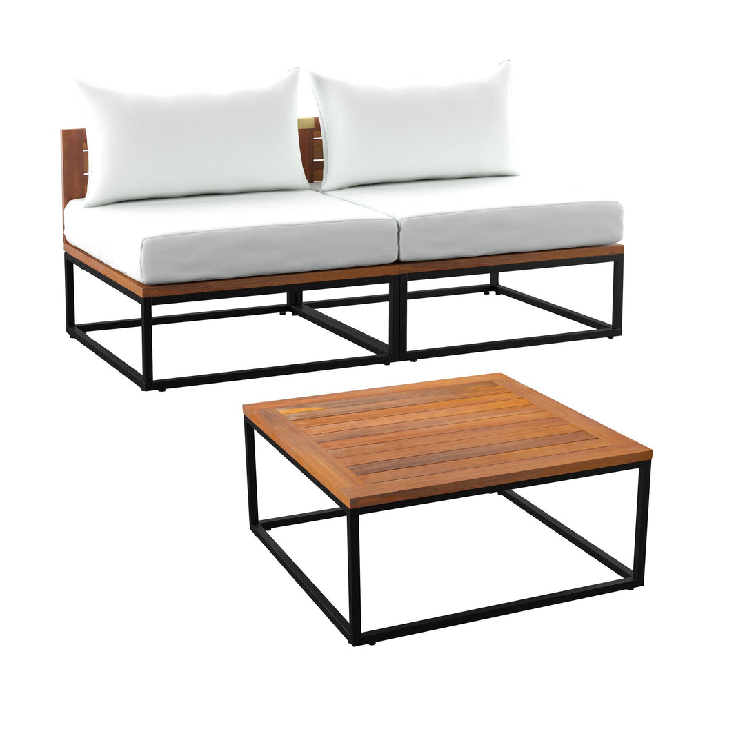 SwayLiving Taradale Outdoor Coffee Table and Modular Loveseat Set – 2pc OUTDOOR SOFAS + SECTIONALS