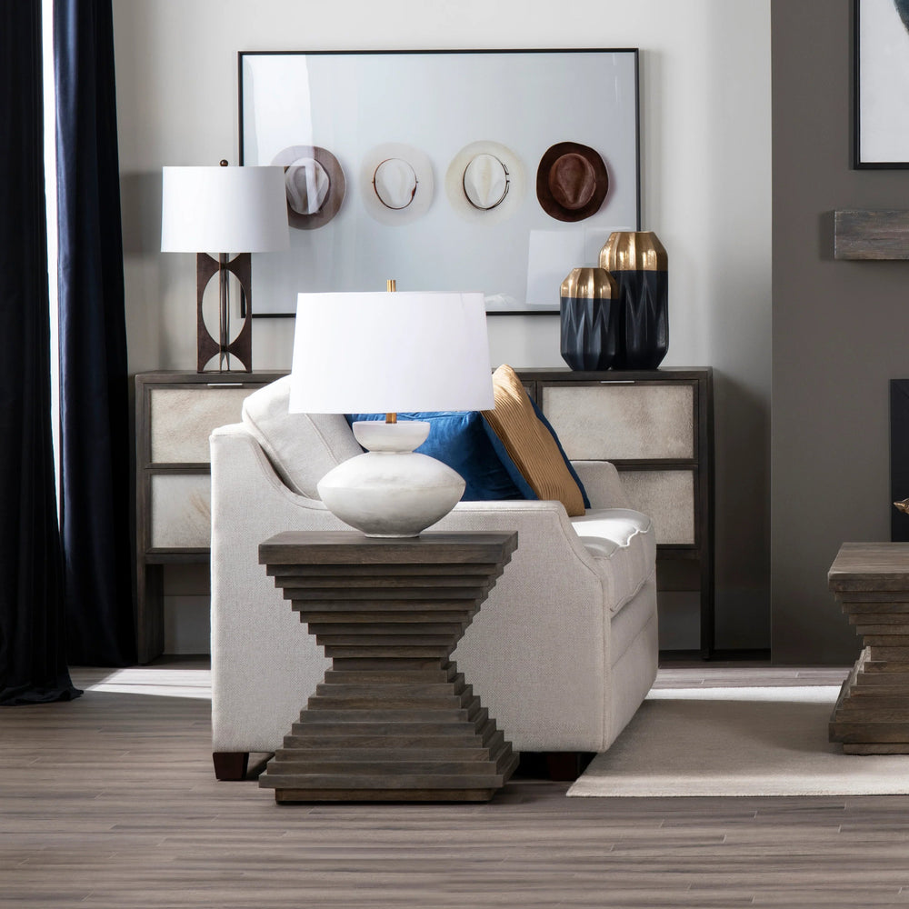 SwayLiving Stacked Hourglass Wood End Table ACCENT TABLES