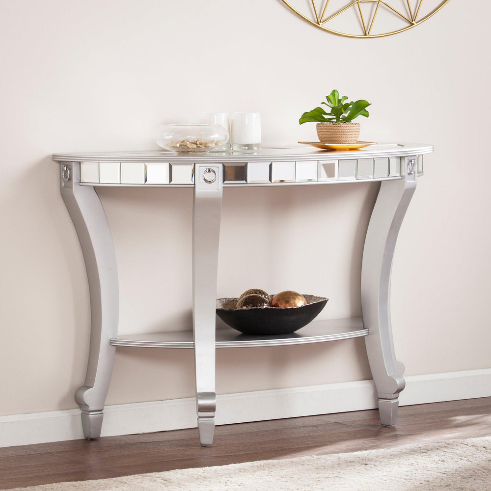 SwayLiving Lindsay Mirrored Demilune Console Table CONSOLE TABLES