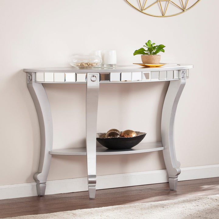 SwayLiving Lindsay Mirrored Demilune Console Table CONSOLE TABLES