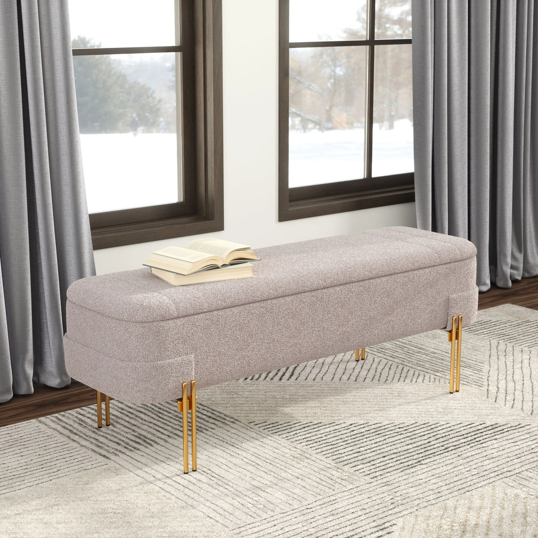 SwayLiving Lebreton Storage Bench Oatmeal Beige BENCHES