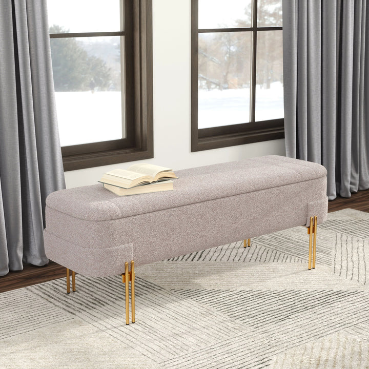 SwayLiving Lebreton Storage Bench Oatmeal Beige BENCHES