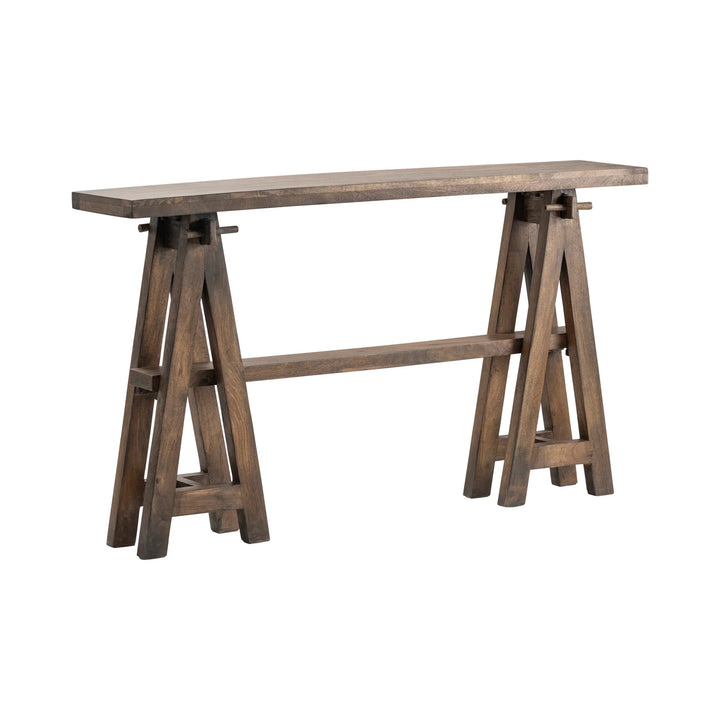 SwayLiving Rustic Sawhorse Trestle Console Accent Tables
