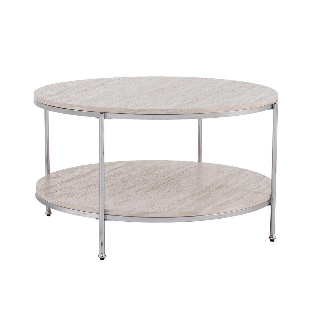 SwayLiving Silas Round Faux Stone Cocktail Table COFFEE TABLES