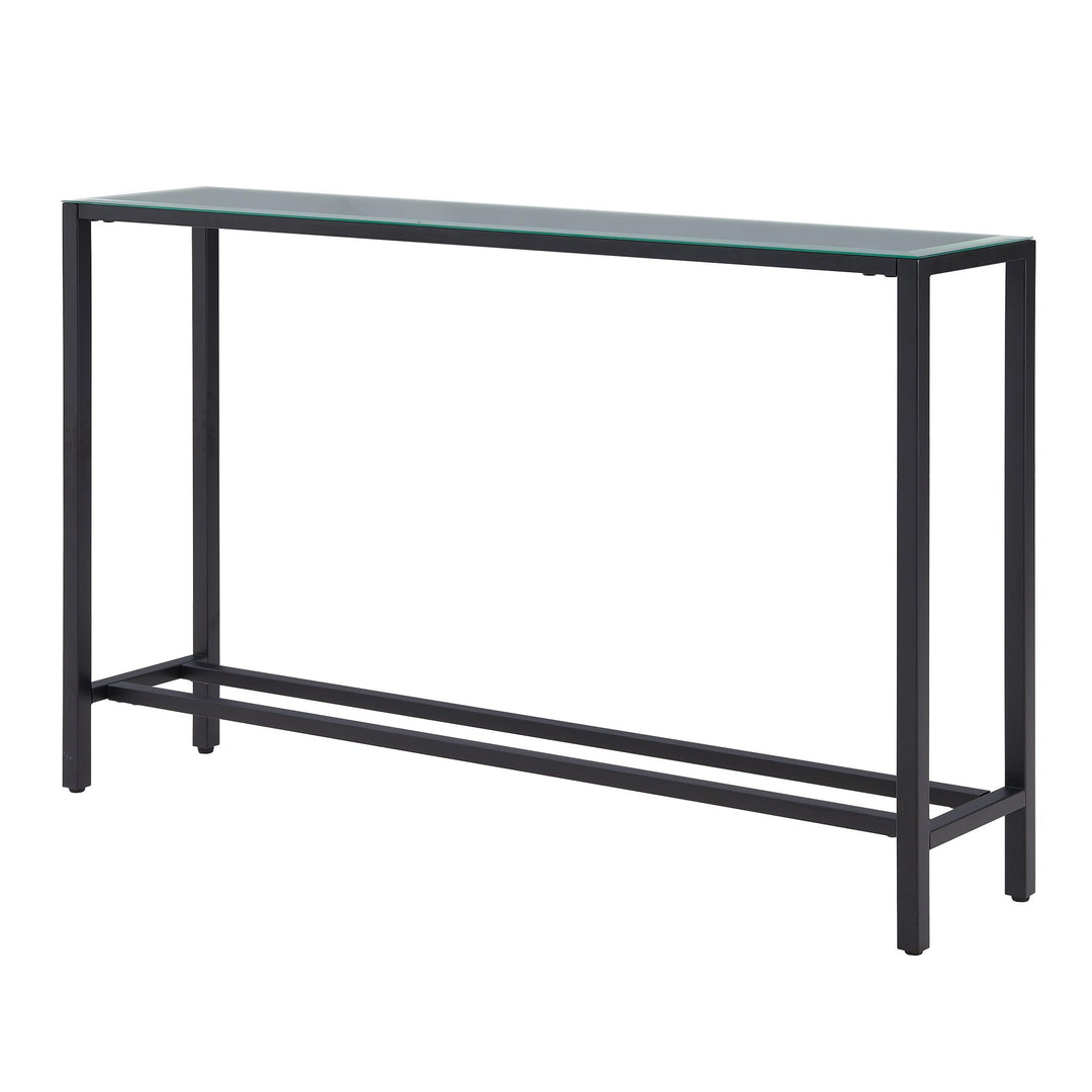 SwayLiving Darrin Narrow Long Console Table w/ Mirrored Top – Black CONSOLE TABLES