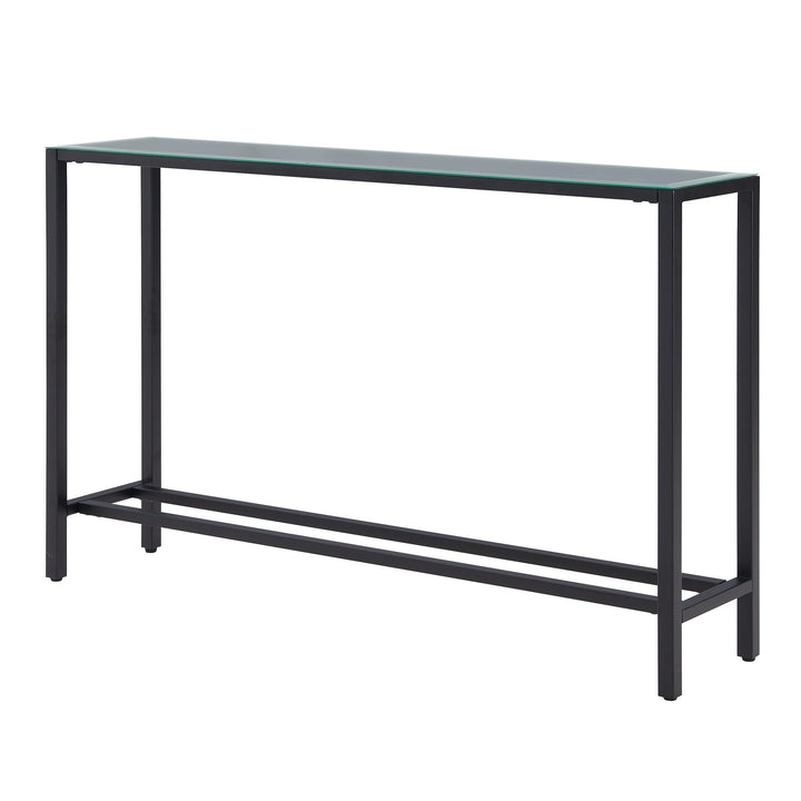 SwayLiving Darrin Narrow Long Console Table w/ Mirrored Top – Black CONSOLE TABLES