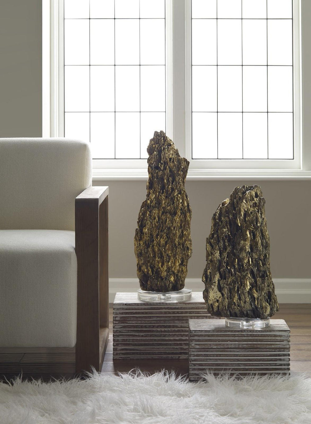 SwayLiving Stalagmite Lamp Polished Brass, MD, Glass Base, Assorted Size and Shape TABLE LAMPS