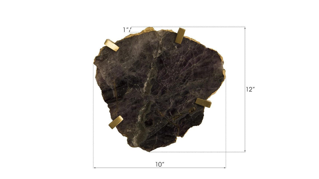 SwayLiving Gem Wall Tile in Brass Setting, Purple Quartz WALL ACCENTS