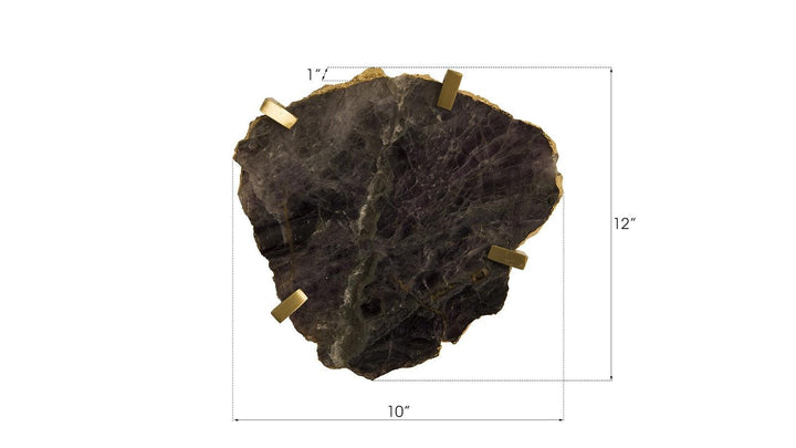 SwayLiving Gem Wall Tile in Brass Setting, Purple Quartz WALL ACCENTS