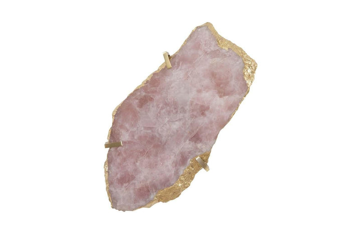 SwayLiving Gem Wall Tile in Brass Setting, Rose Quartz WALL ACCENTS