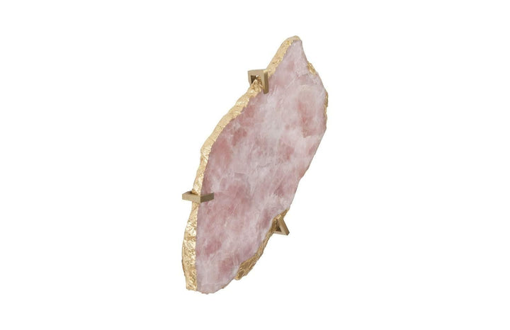 SwayLiving Gem Wall Tile in Brass Setting, Rose Quartz WALL ACCENTS