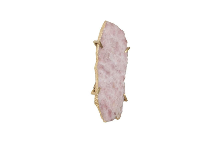 SwayLiving Gem Wall Tile in Brass Setting, Rose Quartz WALL ACCENTS
