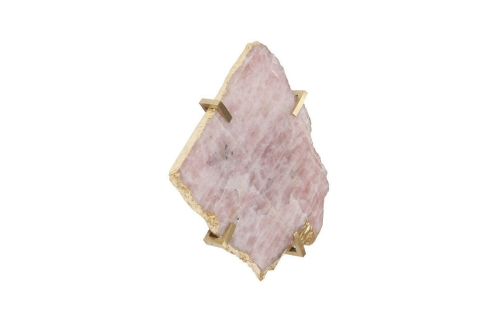 SwayLiving Gem Wall Tile in Brass Setting, Rose Quartz WALL ACCENTS