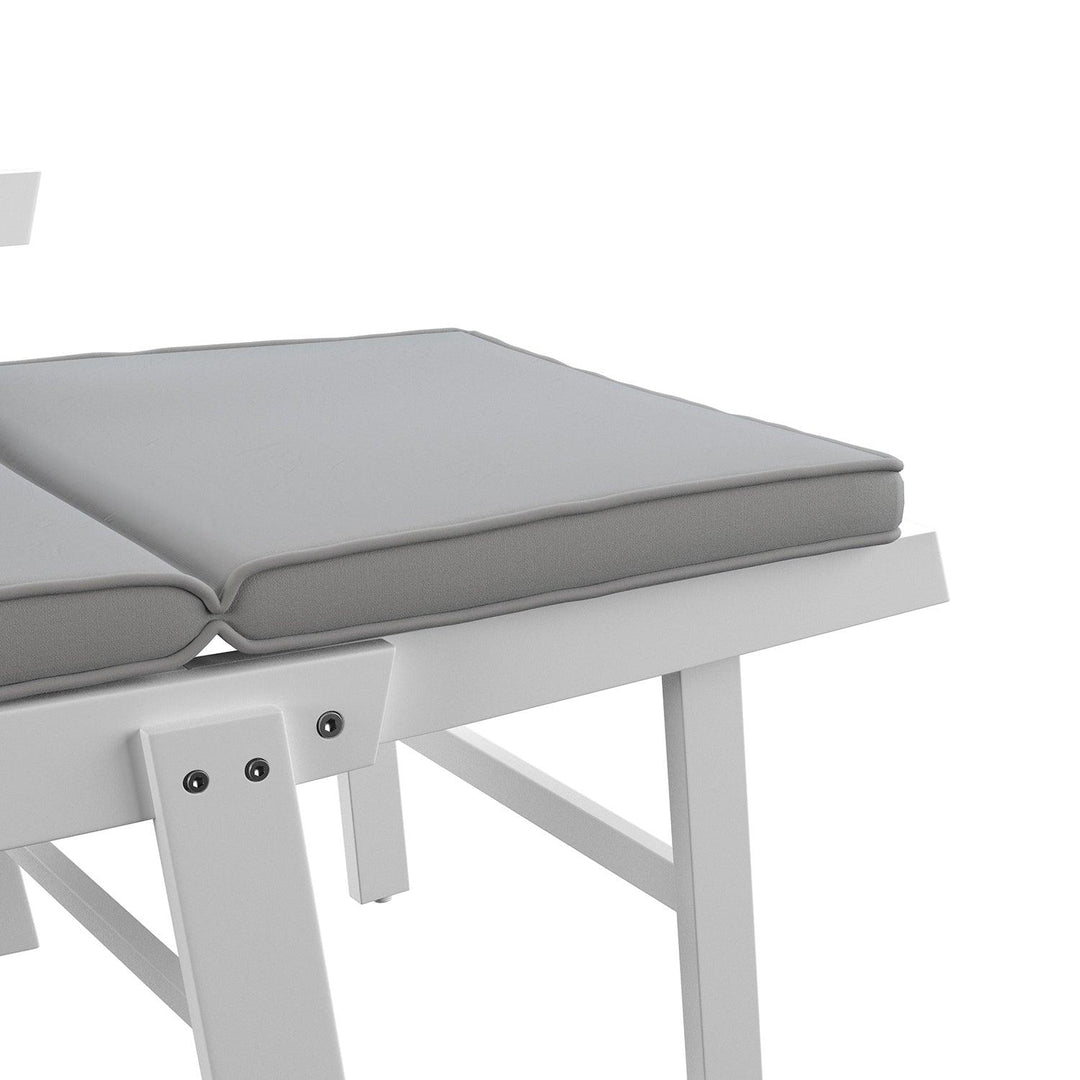 SwayLiving Holly & Martin Dolavon Outdoor Convertible Lounge Chair – White w/ Gray Cushions OUTDOOR CHAISE LOUNGES