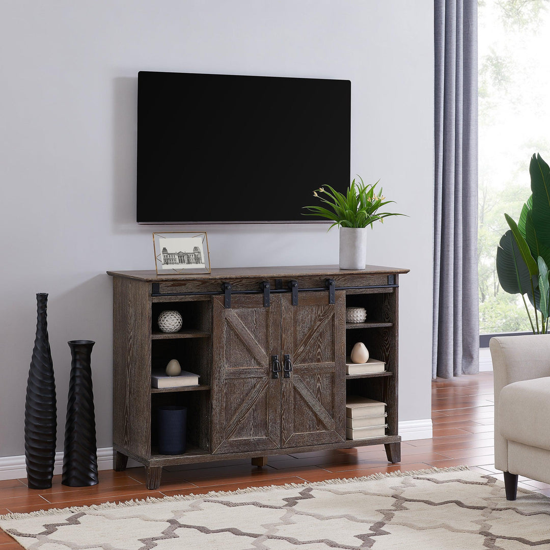 SwayLiving Holmes Barn Door TV Stand MEDIA + TV STANDS