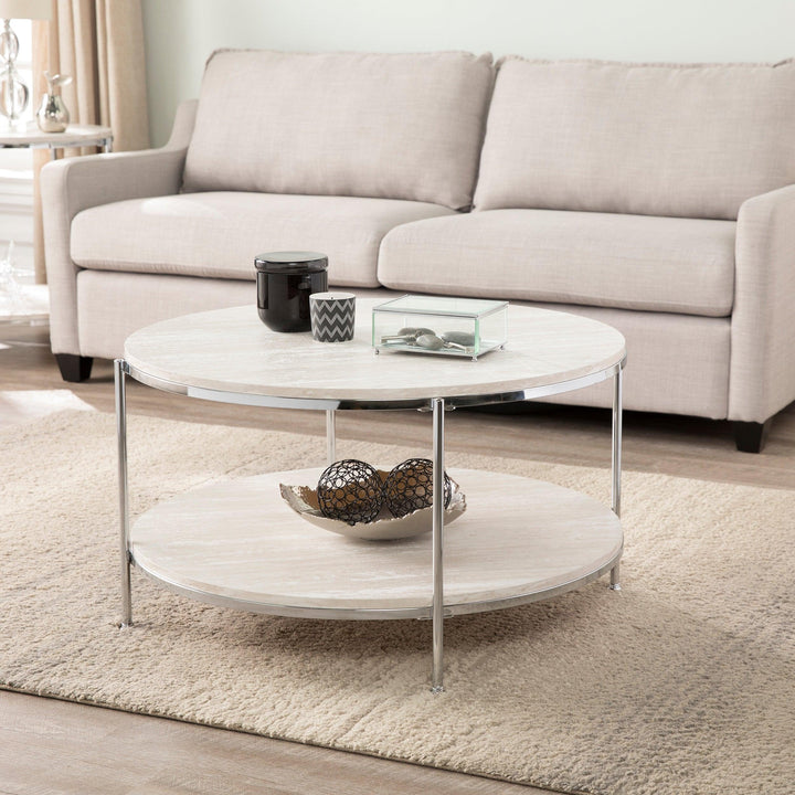 SwayLiving Silas Round Faux Stone Cocktail Table COFFEE TABLES