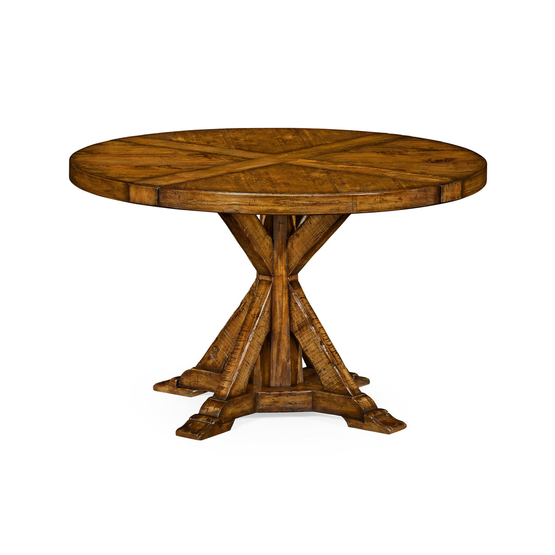 SwayLiving Casual Accents Country Walnut Round Wood Dining Table DINING TABLES